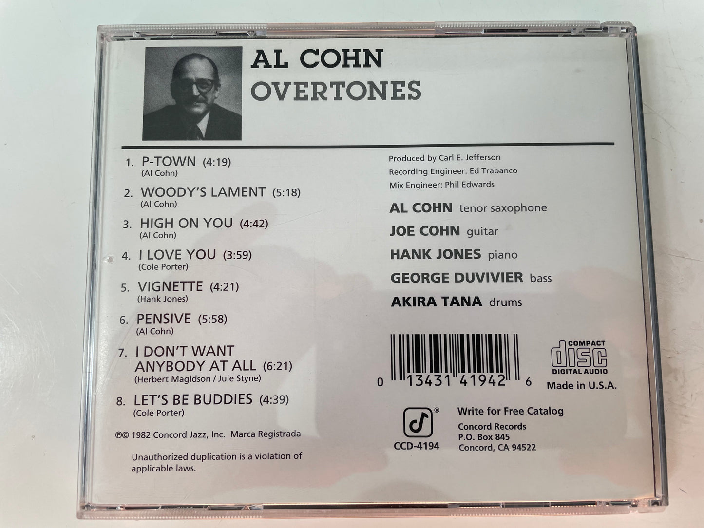 AL COHN ``'OVERTONES" $7.99 + $5.00 SHIPPING