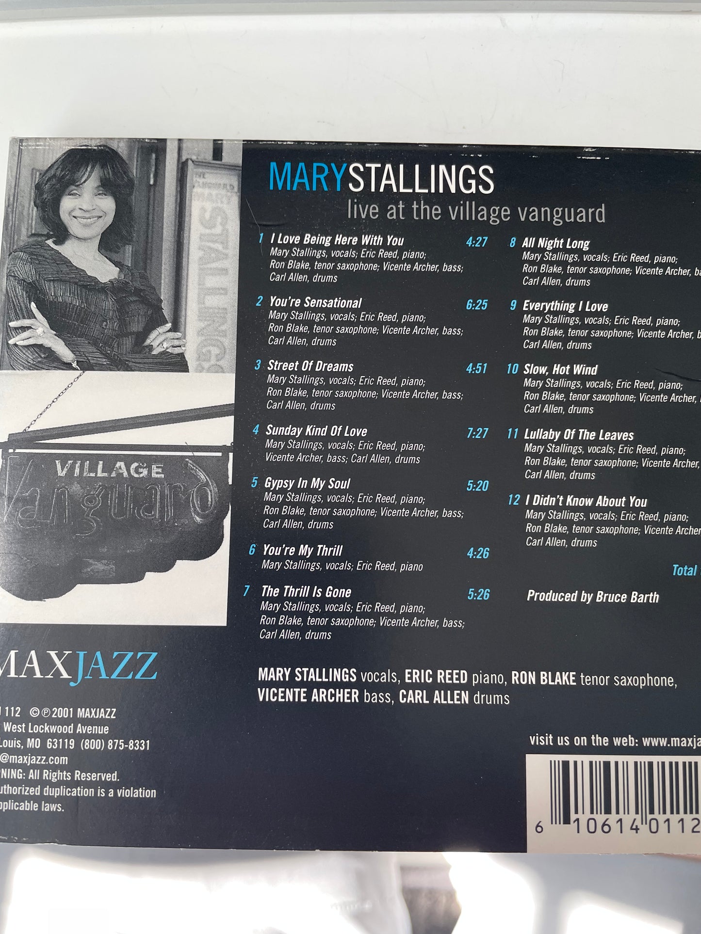 MARY STALLINGS "LIVE AT THE VILLAGE VANGUARD"-$7.99 + SHIPPING $5.00