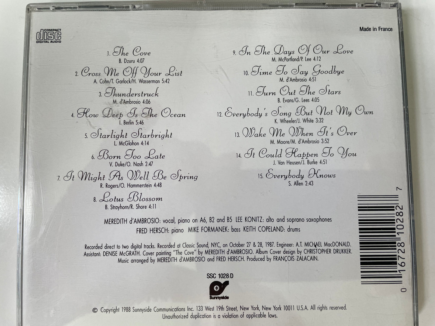 MEREDITH D'AMBROSIO-"THE COVE" $12.99 SHIPPING-$5.00