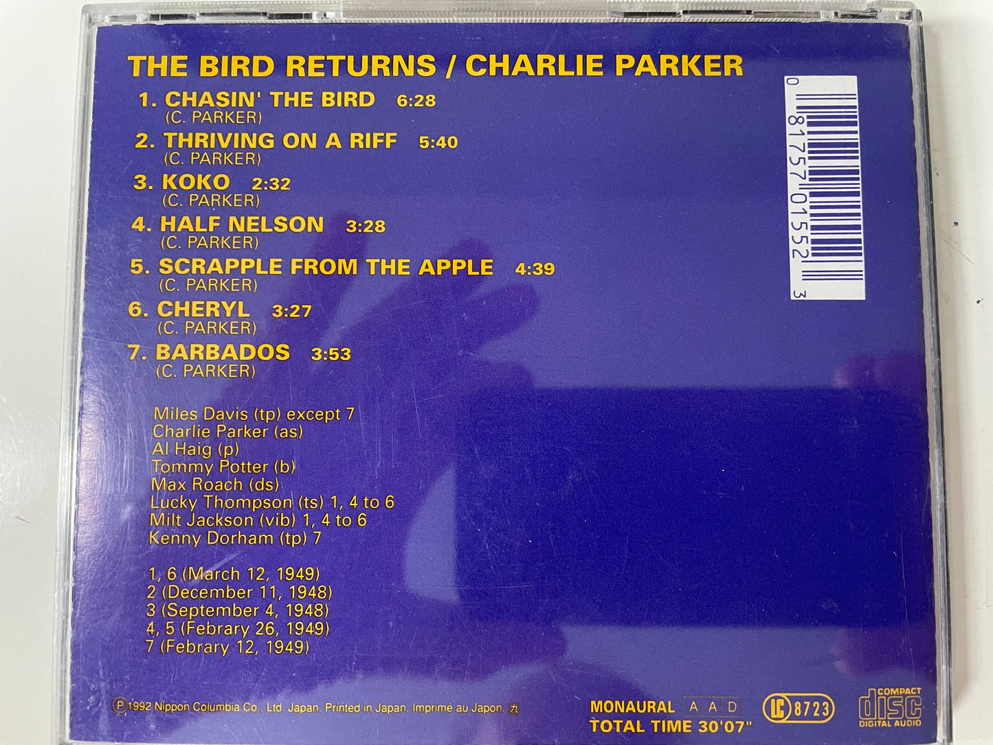 CHARLIE PARKER "THE BIRD RETURNS" -$9.99 +SHIPPING $5.00