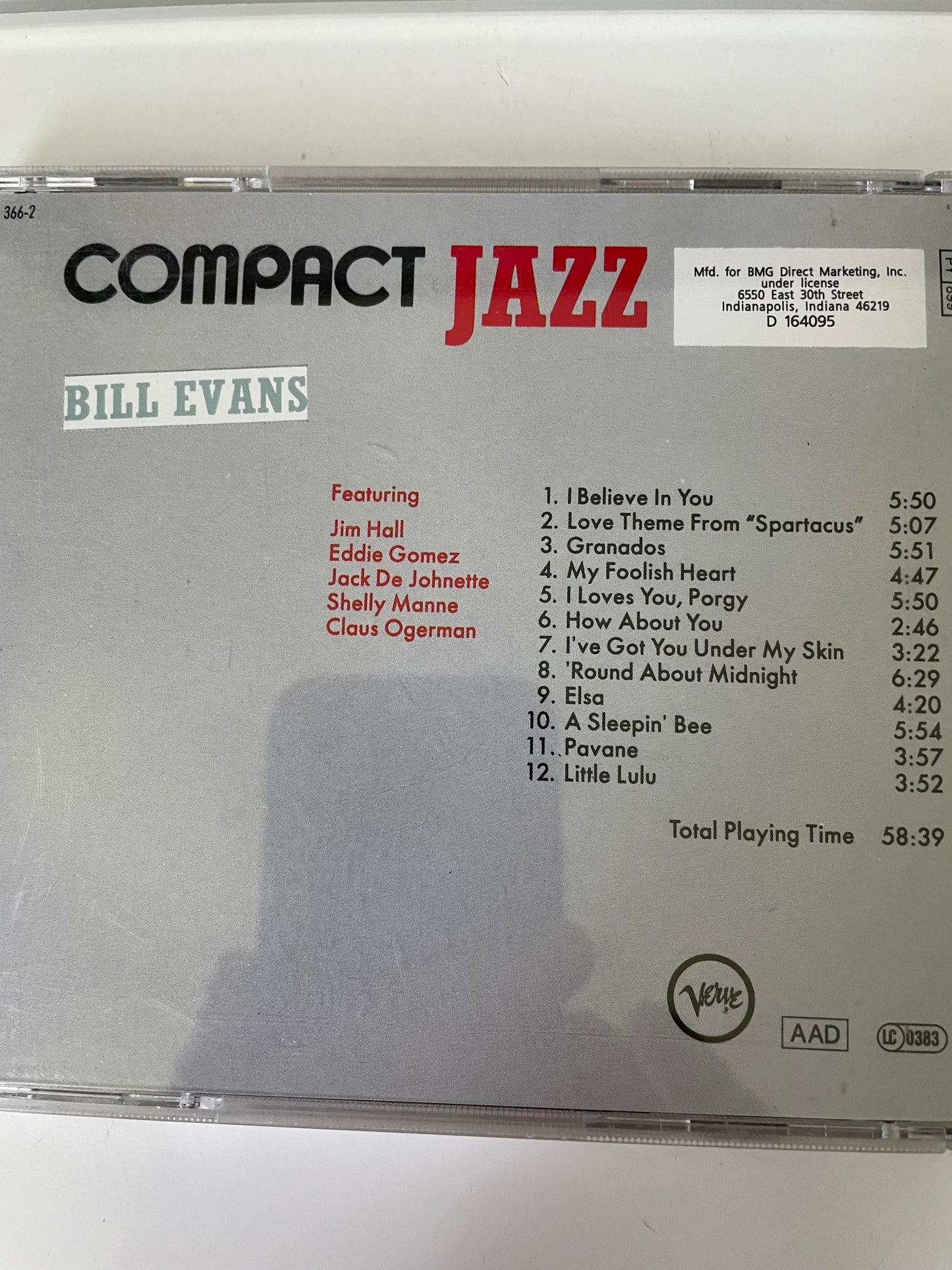 BILL EVANS "COMPACT JAZZ"-$7.99 +SHIPPING $5.00