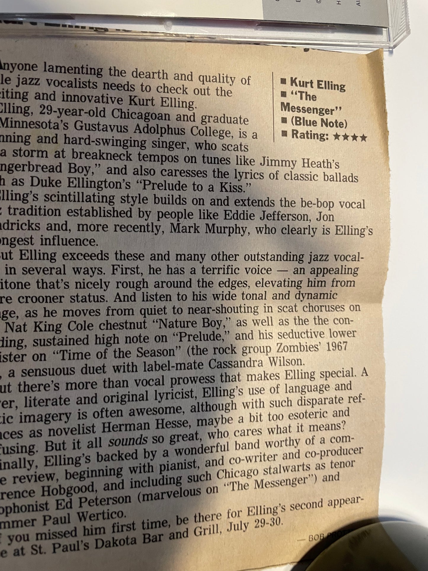 KURT ELLING "THE MESSENGER"-$7.99 +SHIPPING $5.00