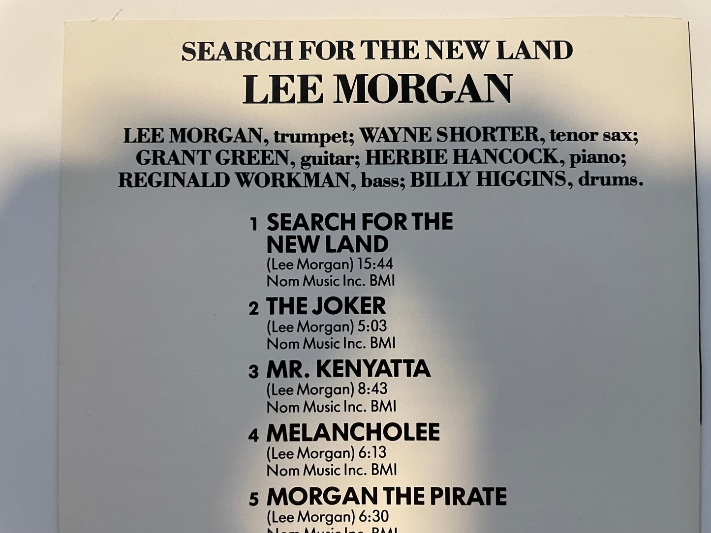 LEE MORGAN "SEARCH FOR THE NEW LAND"-$7.99 +SHIPPING $5.00