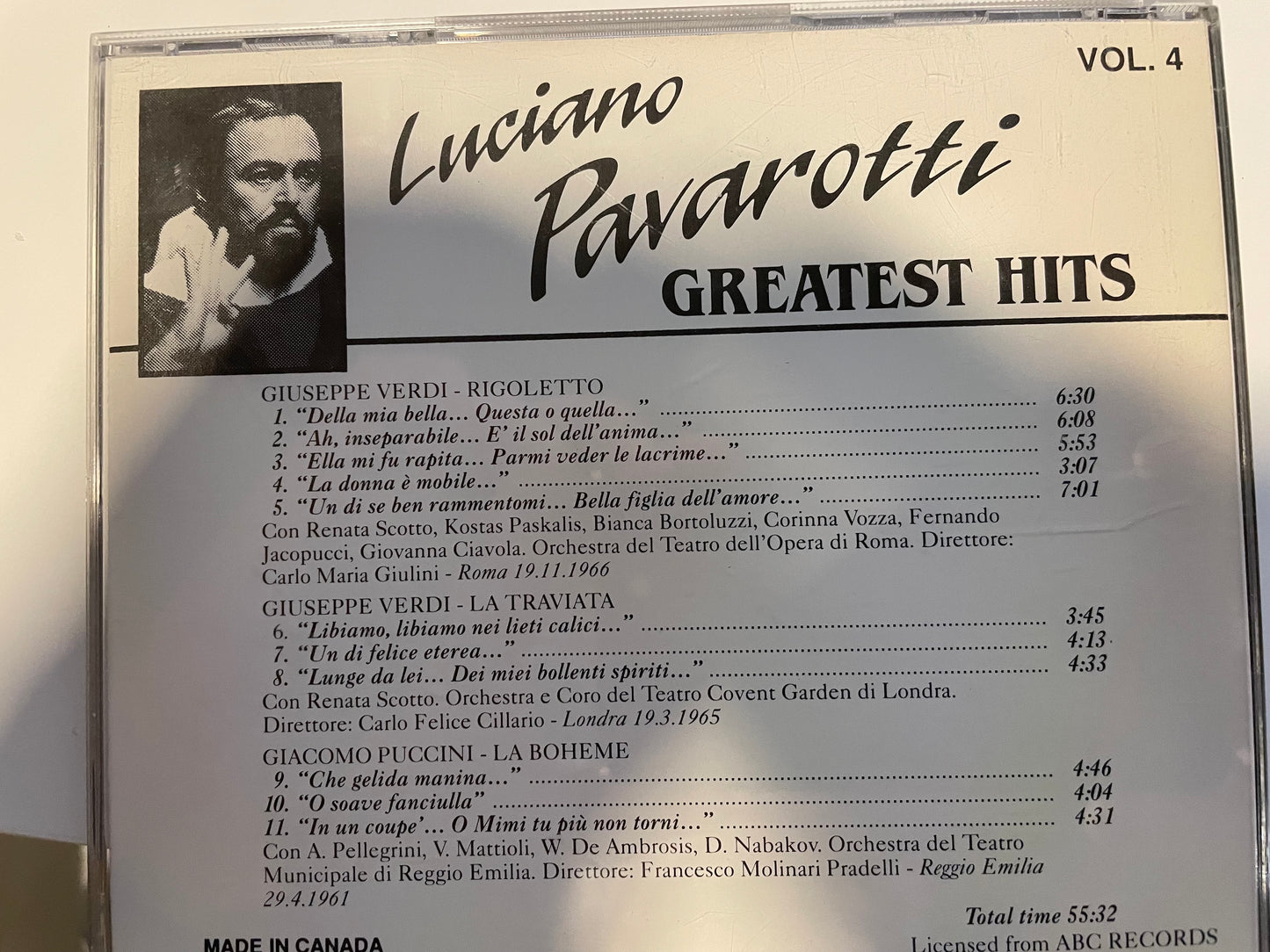 LUCIANO PAVAROTTI "GREATEST HITS VOL. 4"-$7.99 +SHIPPING $5.00