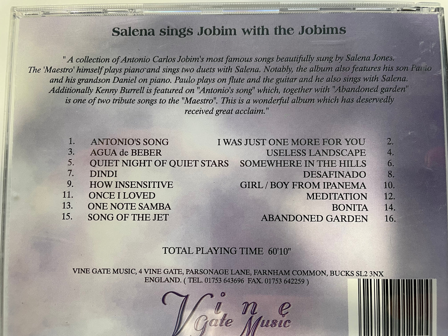 SALENA JONES "SALINA SING JOBIM WIHT THE JOBIMS"_ 4.99 +SHIPPING $5.00