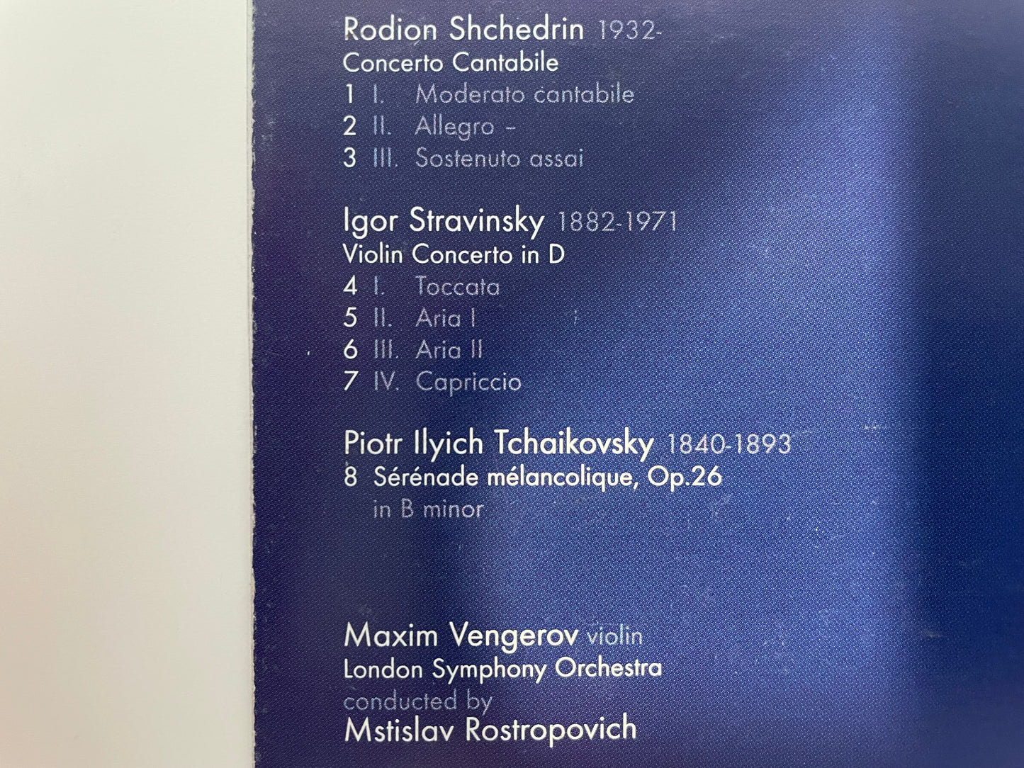 VENGEROV ROSTROPOVICH "CONCERTO CANTABILE-$11.99 +SHIPPING $5.00