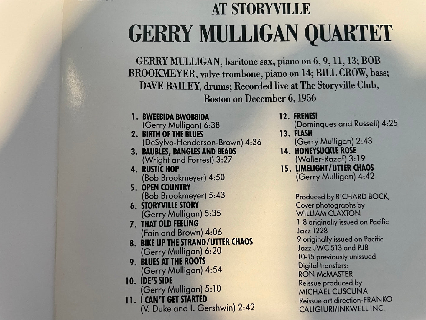 GERRY MULIGAN "AT STORYVILLE" $10.99 +SHIPPING $5.00