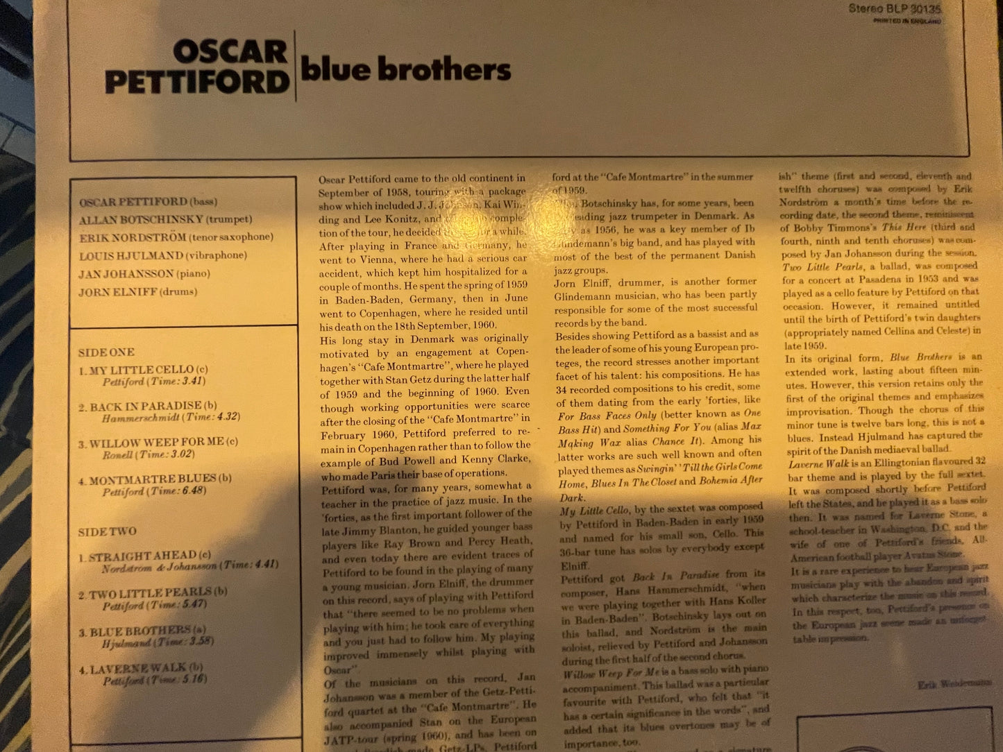 OSCAR PETTIFORD "BLUE BROTHERS"-$17.99. +SHIPPING $5.00