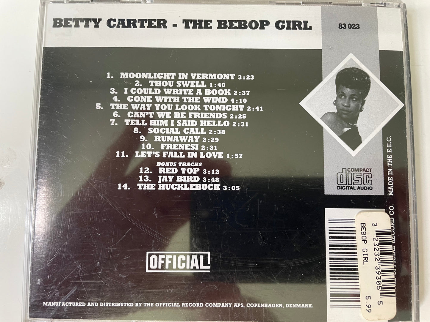 BETTY CARTER-"THE BEBOP GIRL"-$19.99 + SHIPPING $5.00