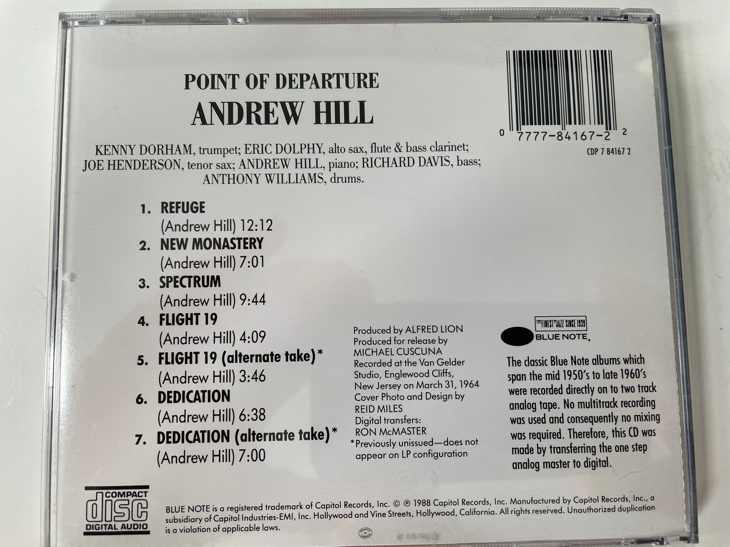 ANDREW HILL "POINT OF DEPARTURE" $8.99 +SHIPPING $5.00