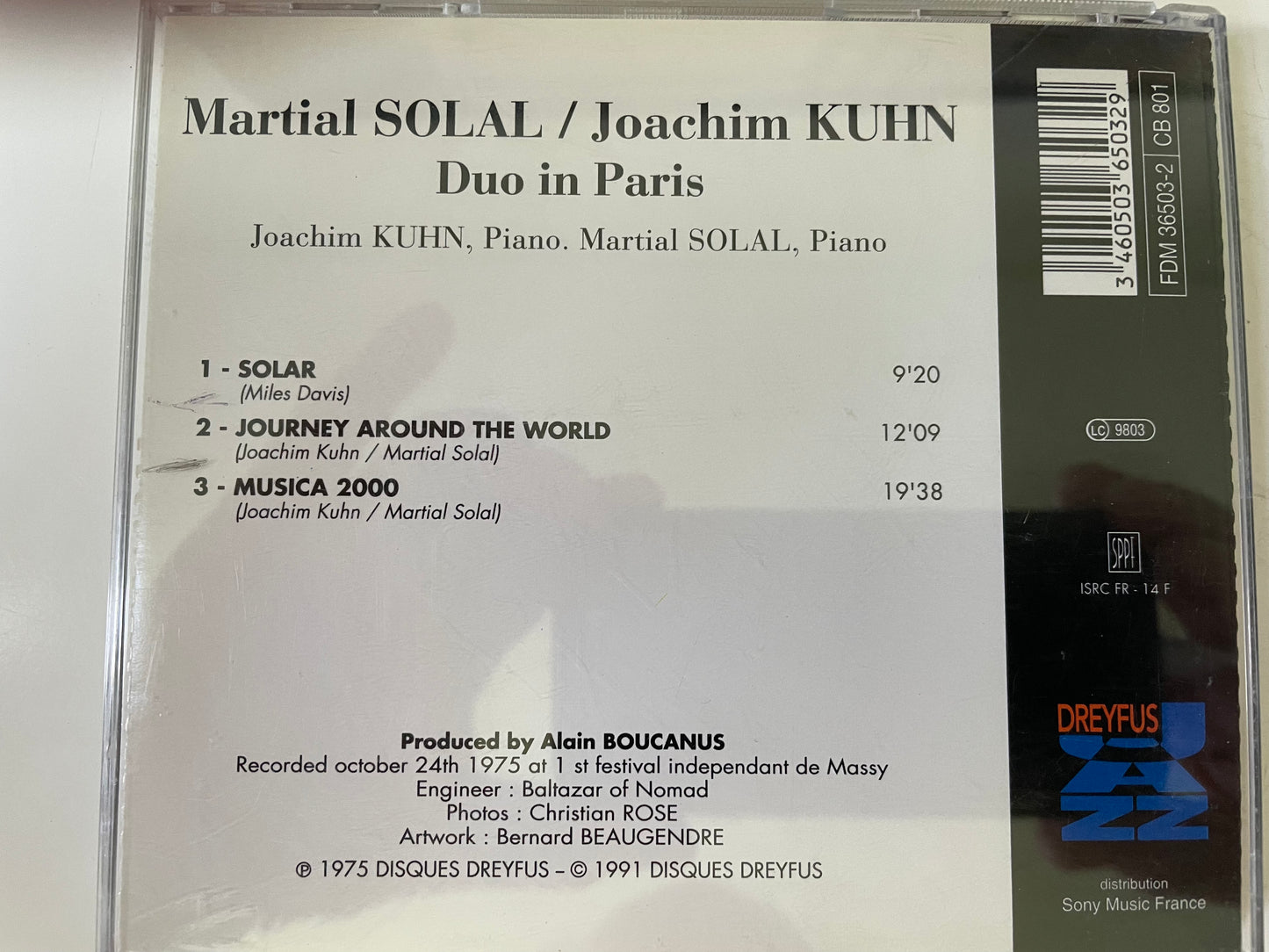 SOLAL/JOACHIM KUHN "DUO IN PARIS" $10.99 +SHIPPING $5.00