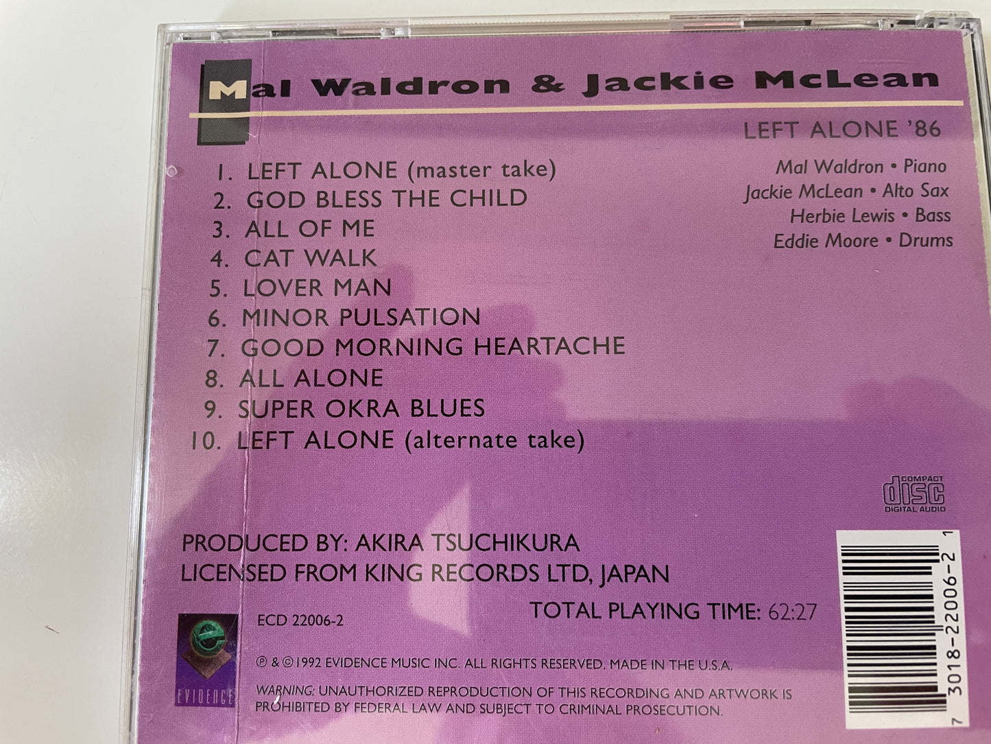 MALL WALDRON/MCLEAN-"LEFT ALONE '86"-$11.99 +SHIPPING 5.00