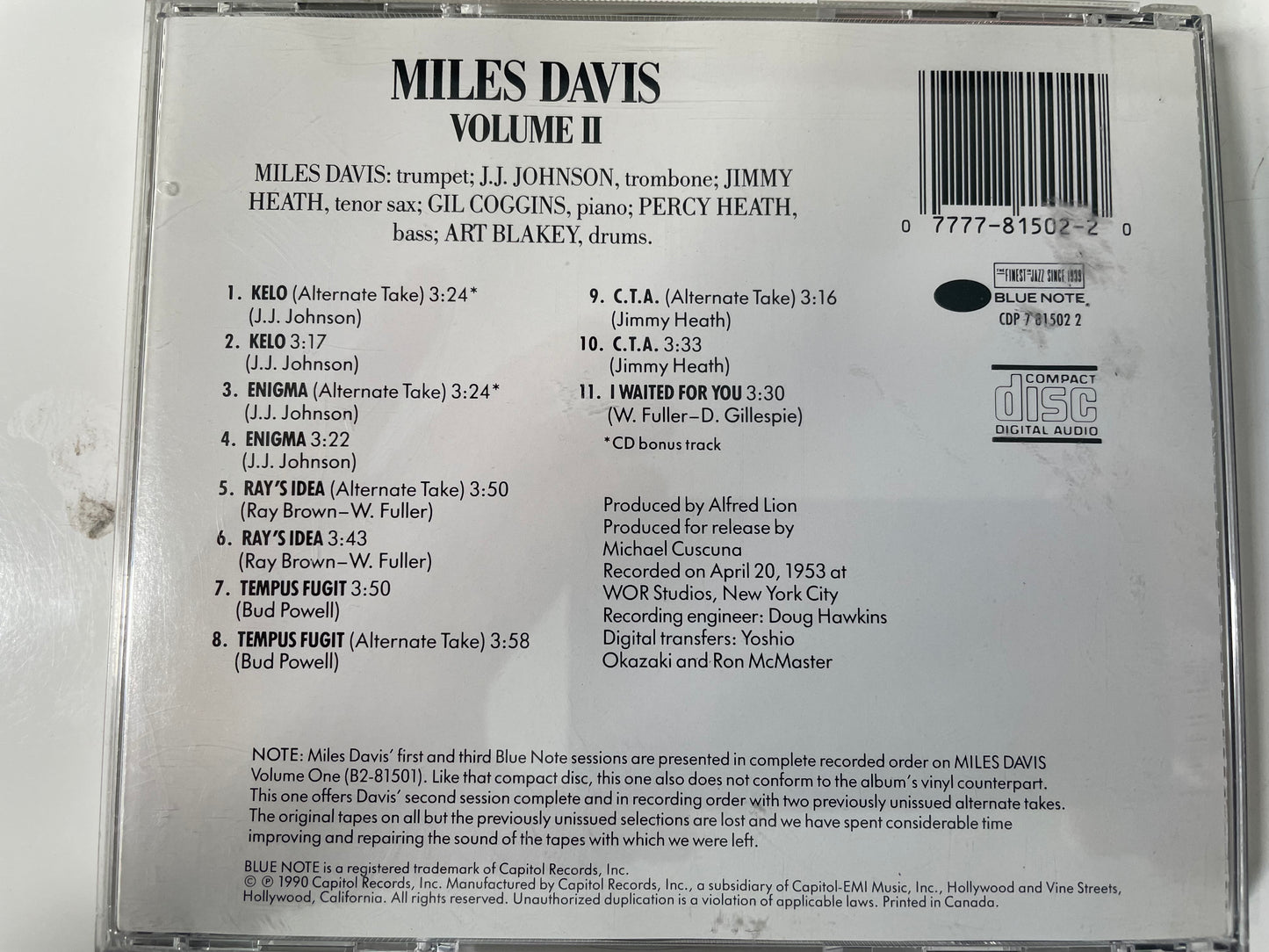 MILES DAVIS "VOLUME TWO"-$5.99 +SHIPPING $5.00