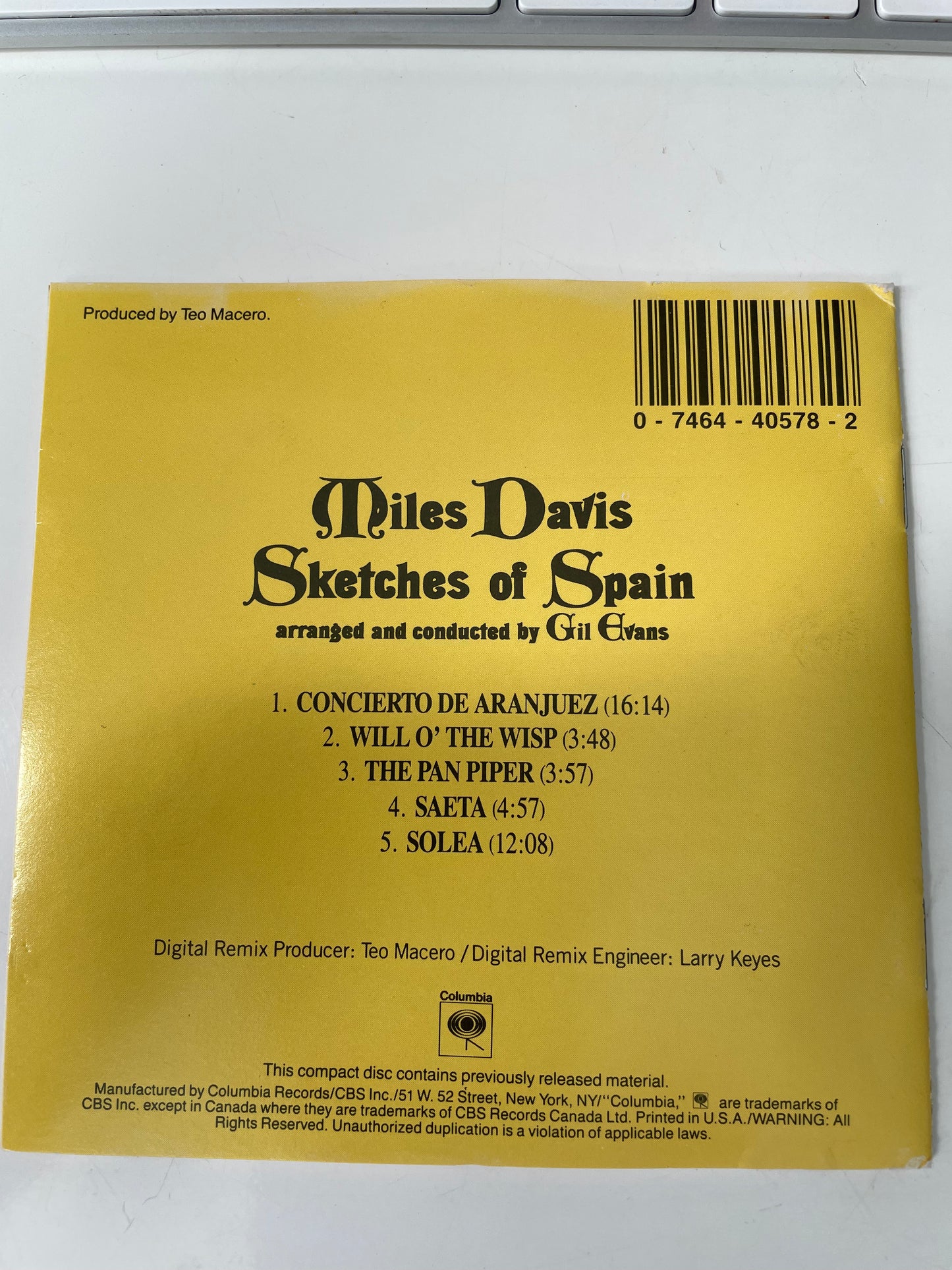 MILES DAVIS "SKETCHES OF SPAIN"-$7.99 +SHIPPING$5.00