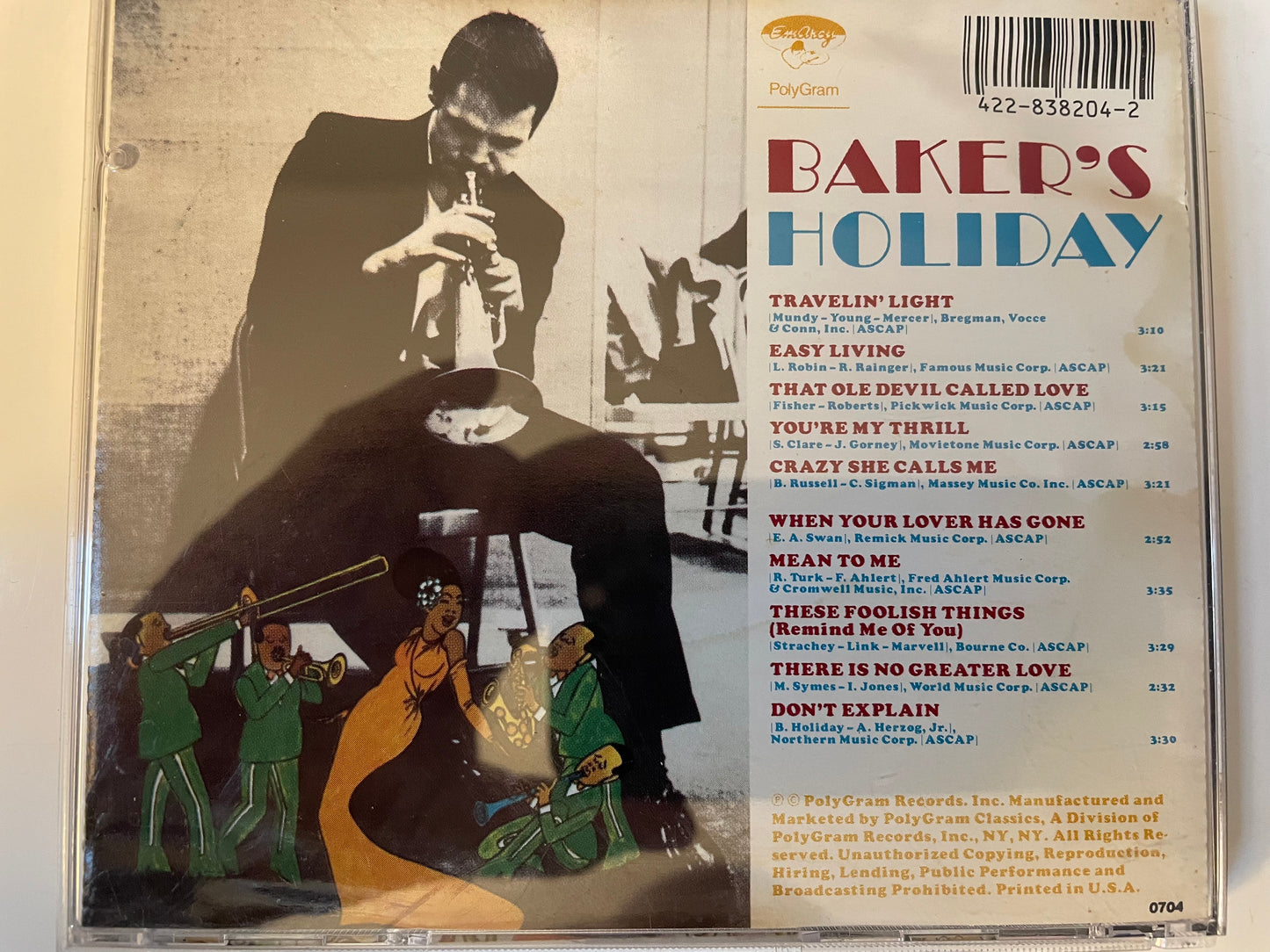 CHET BAKER "BAKER'S HOLIDAY" 28.99 + SHIPPING $5.00