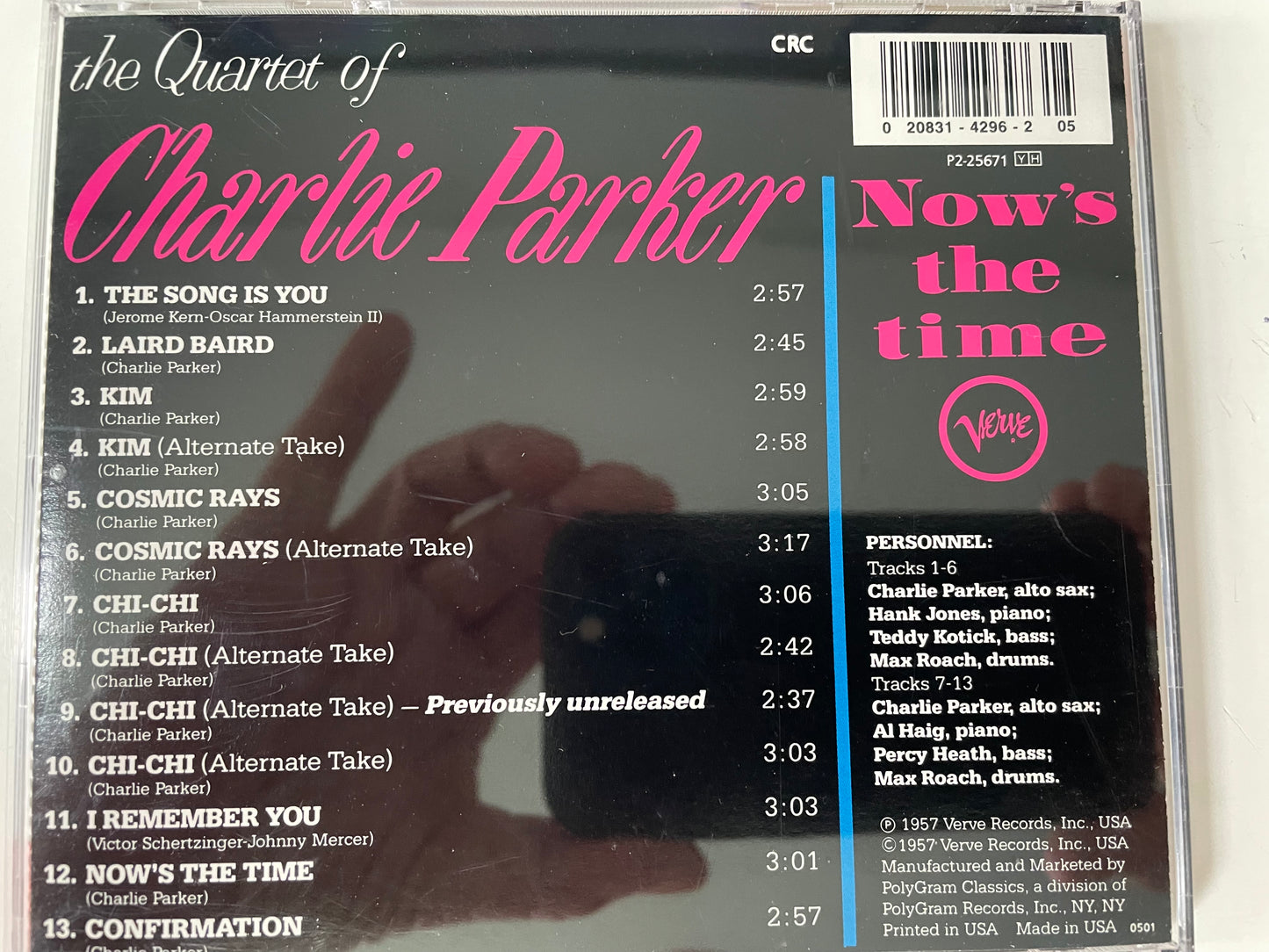 CHARLIE "BIRD" PARKER-"NOW'S THE TIME"-$7.99 +SHIPPING $5.00