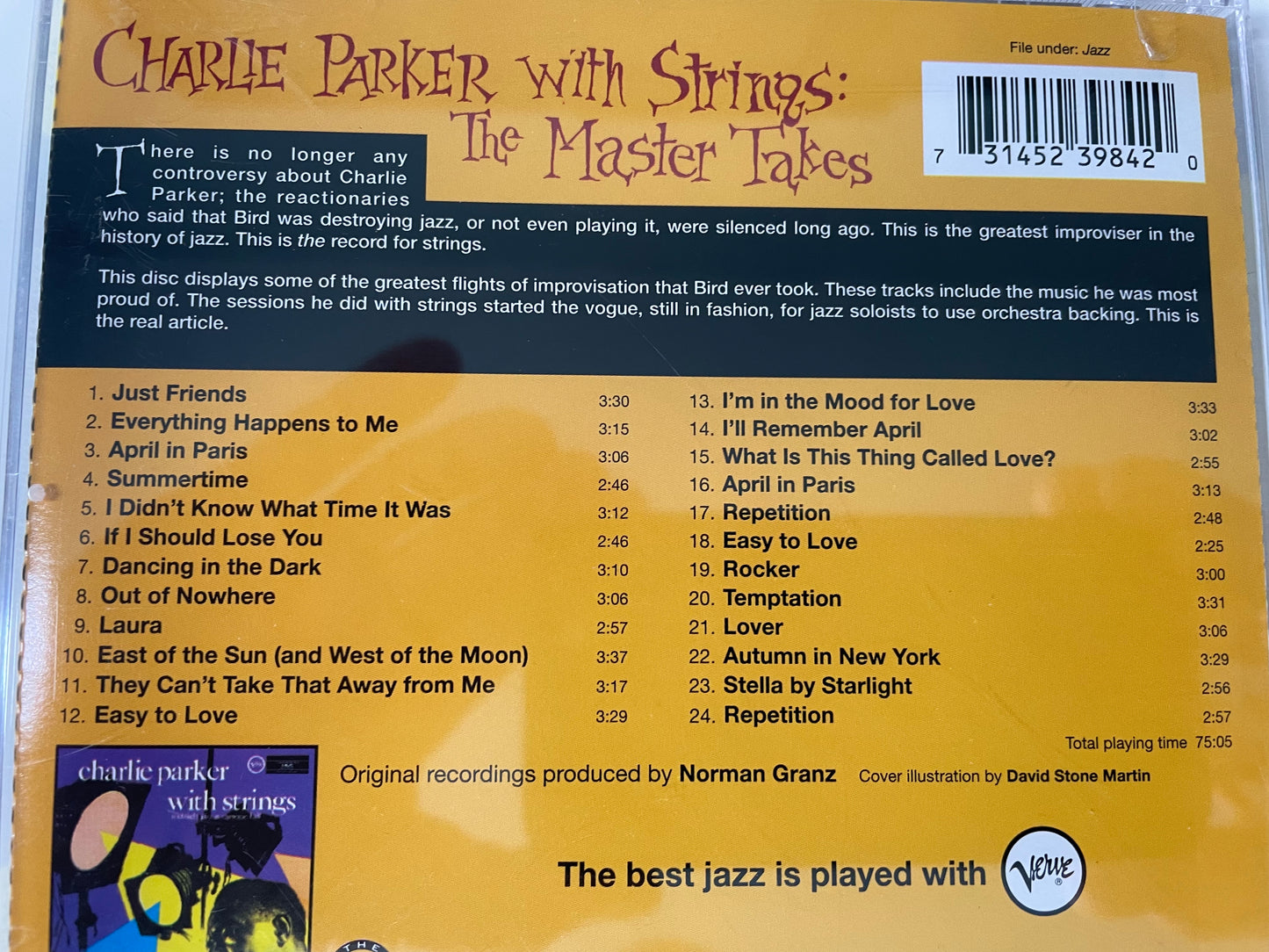 CHARLIE PARKER/STRINGS-"THE MASTER TAKES-$7.99 +SHIPPING $5.00