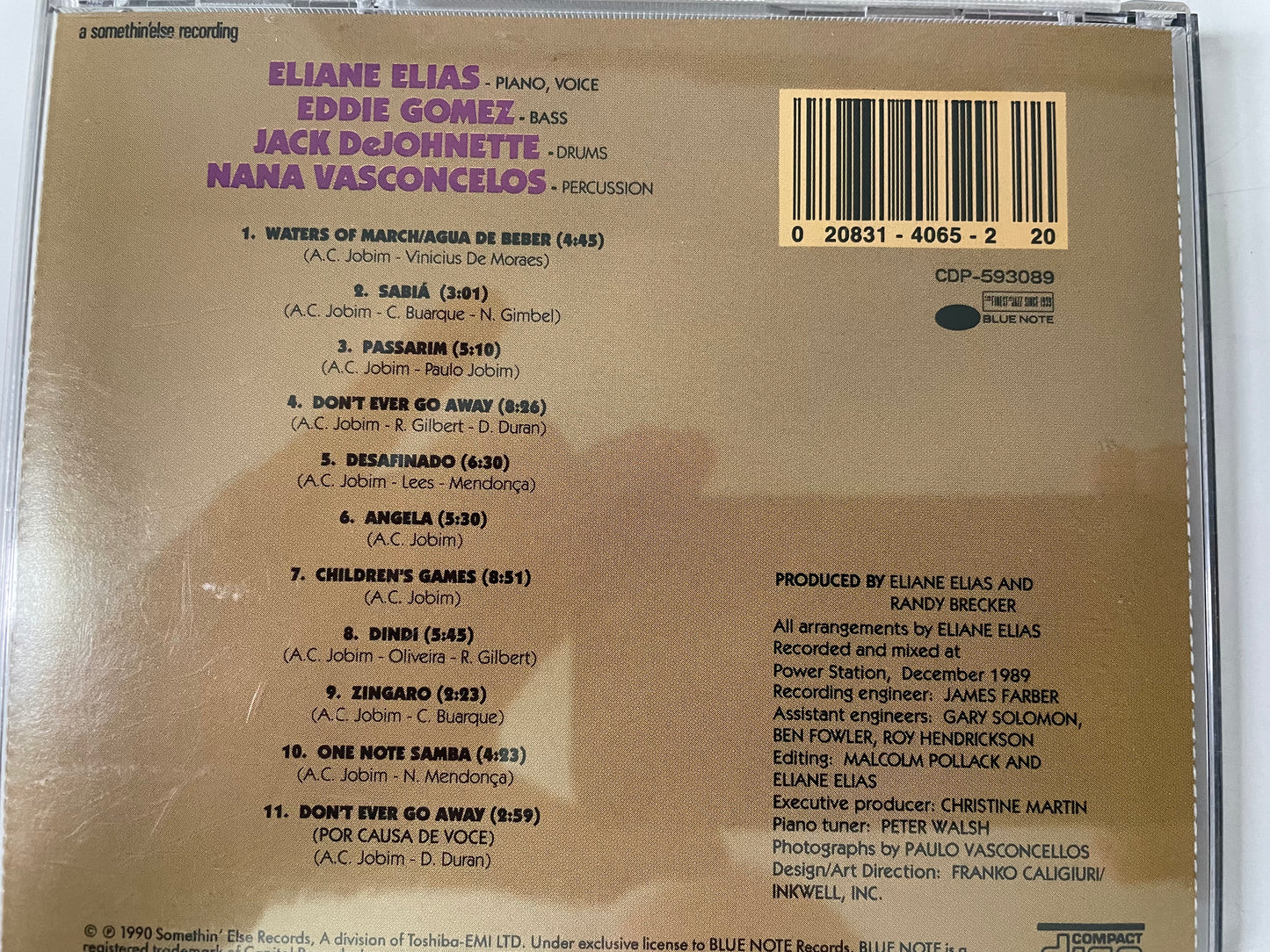 ELIANE ELIAS "PLAYS JOBIM"-$7.99 +SHIPPING $5.00