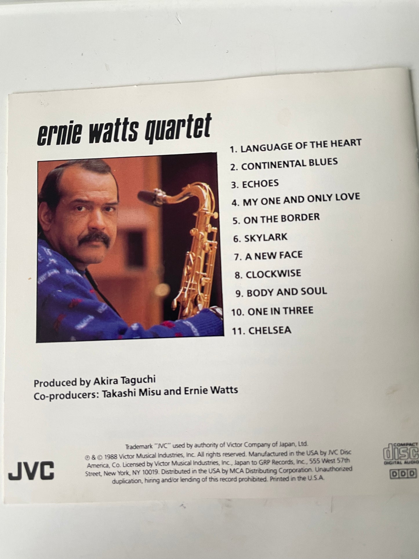 ERNIE WATTS QUARTET " JVC-WORLD CLASS MUSIC" CD $8.99 + SHIPPING $5.00