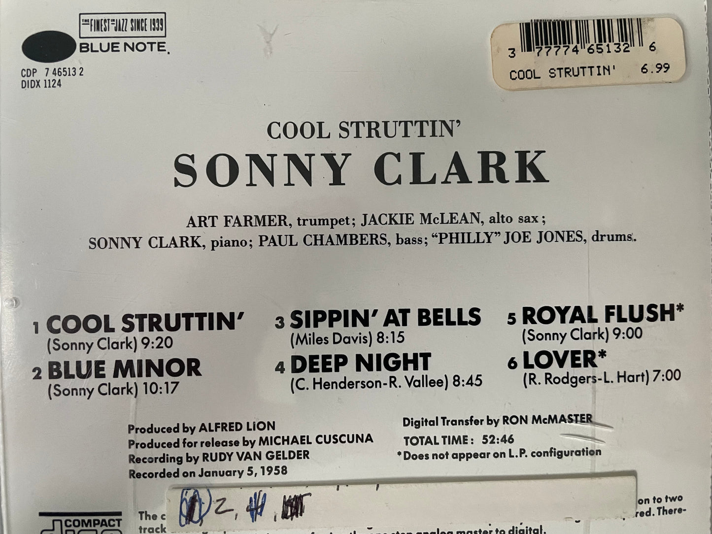 SONNY CLARK "COOL STRUTTIN'" $14.99 + SHIPPING $5.00