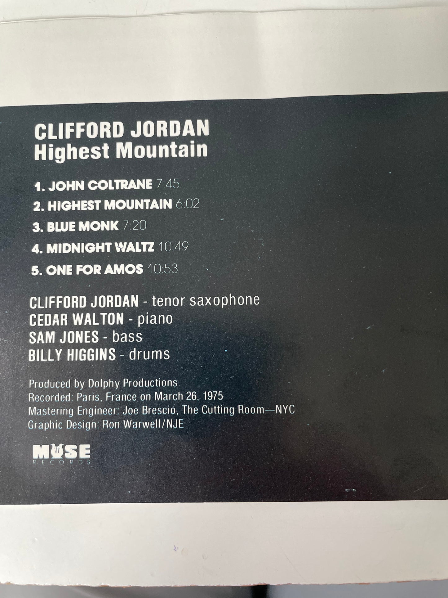 CLIFFORD JORDAN "HIGHEST MOUNTAIN"-$7.99 +SHIPPING $5.00