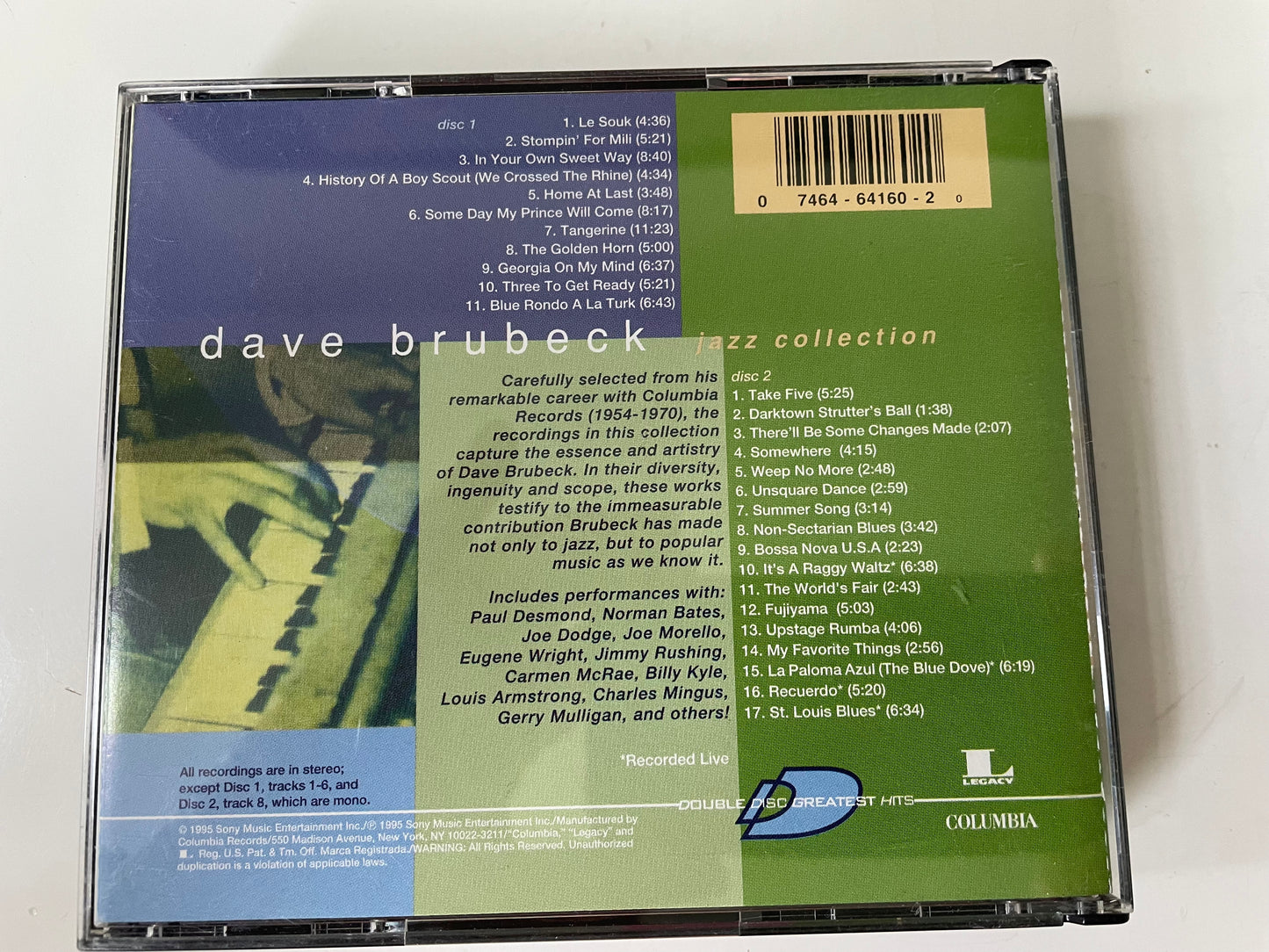 DAVE BRUBECK "JAZZ COLLECTION"2 CD's -$11.99 + SHIPPING $5.00