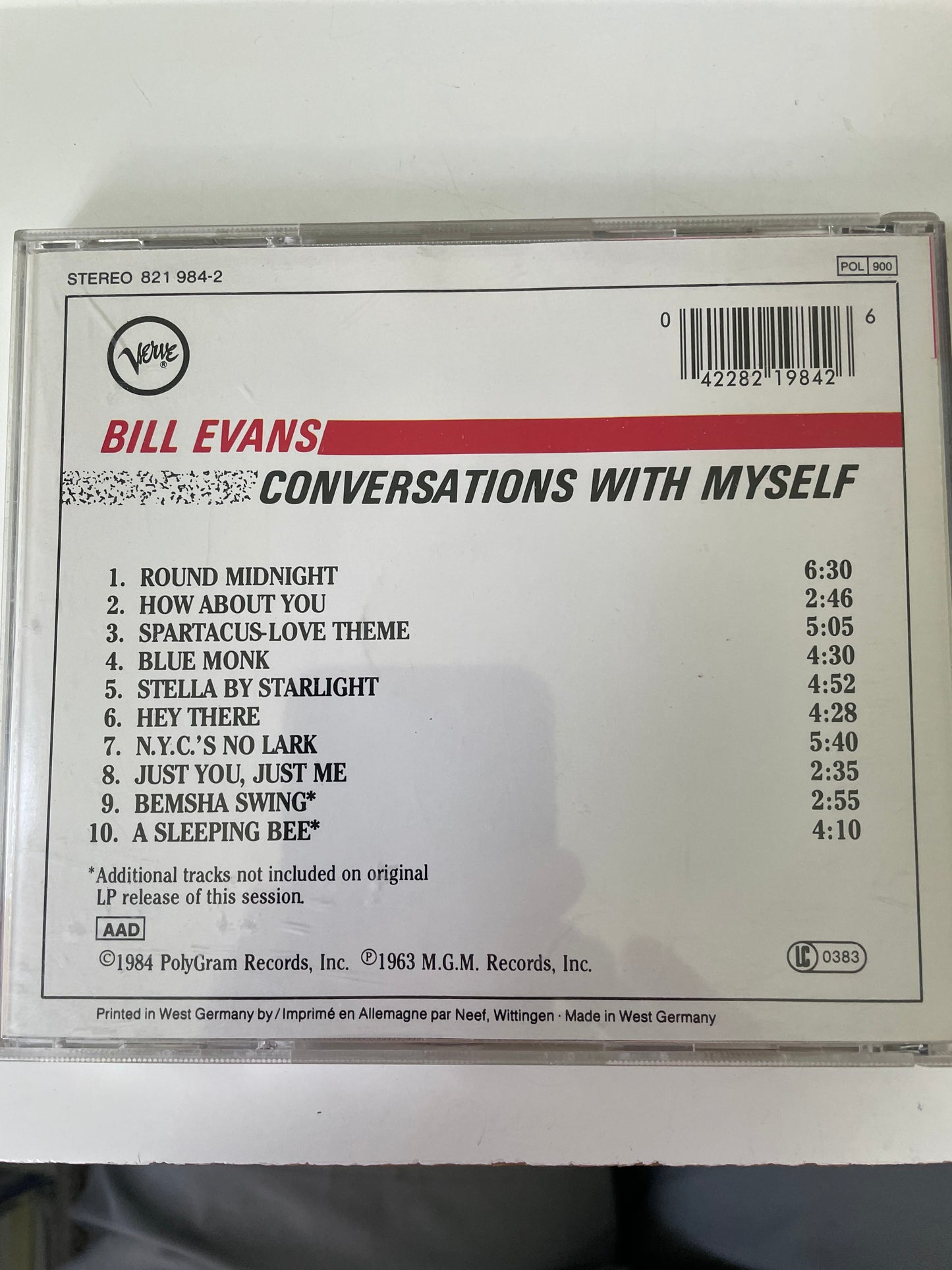 BILL EVANS "CONVERSAIONS WITH MYSELF"-$3.99 +SHIPPING $5.00