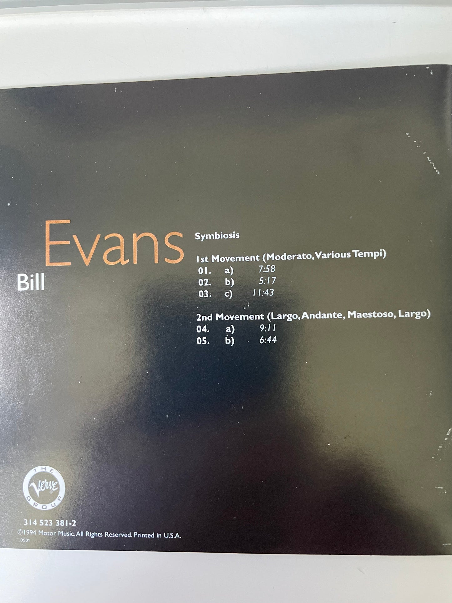 BILL EVANS "SYMBIOSIS"-$13.99 + SHIPPING $5.00