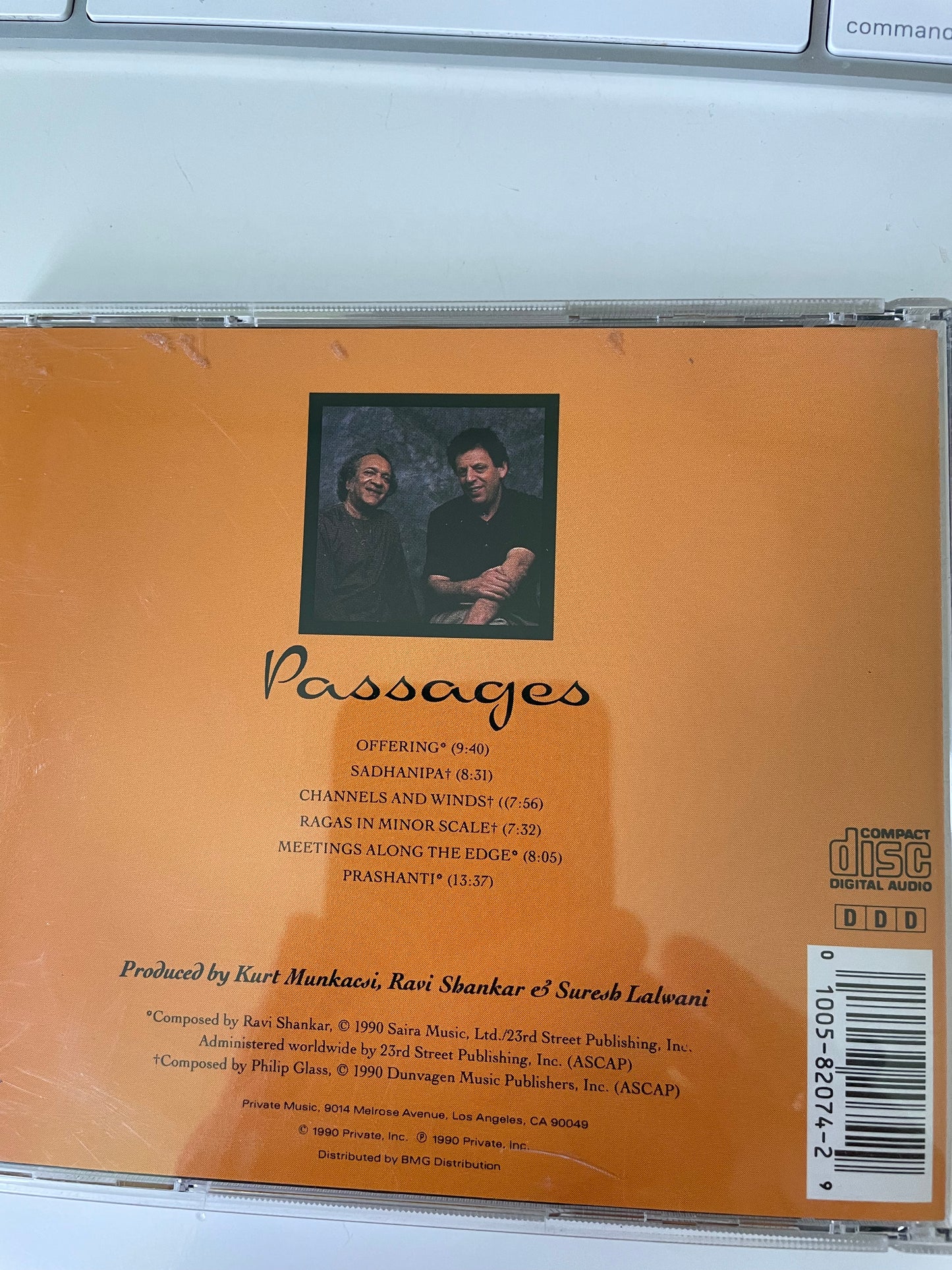 RAVI SHANKAR/PHILIP GLASS-"PASSAGES"-$7.99 + SHIPPING $5.00