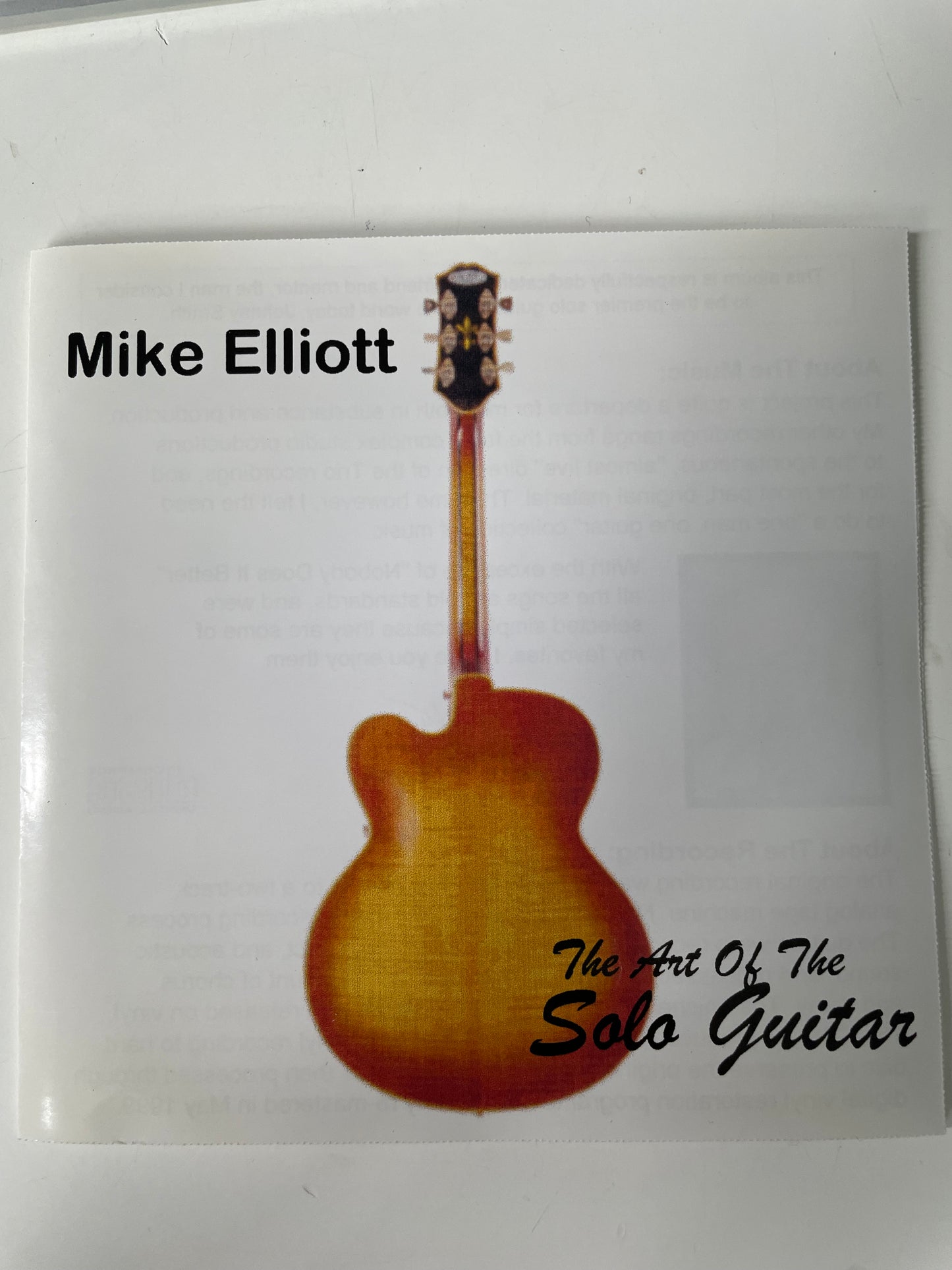 MIKE ELLIOTT "THE ART OF THE SOLO GUITAR"-$7.99 +SHIPPING $5.00