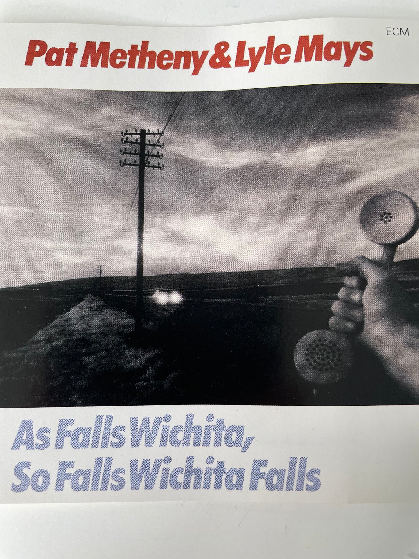 PAT MTHENY & LYLE MAYS-"AS FALLS WICHITA SO FALLS WICHITA FALLS"- $3.99 +SHIPPING $5.00