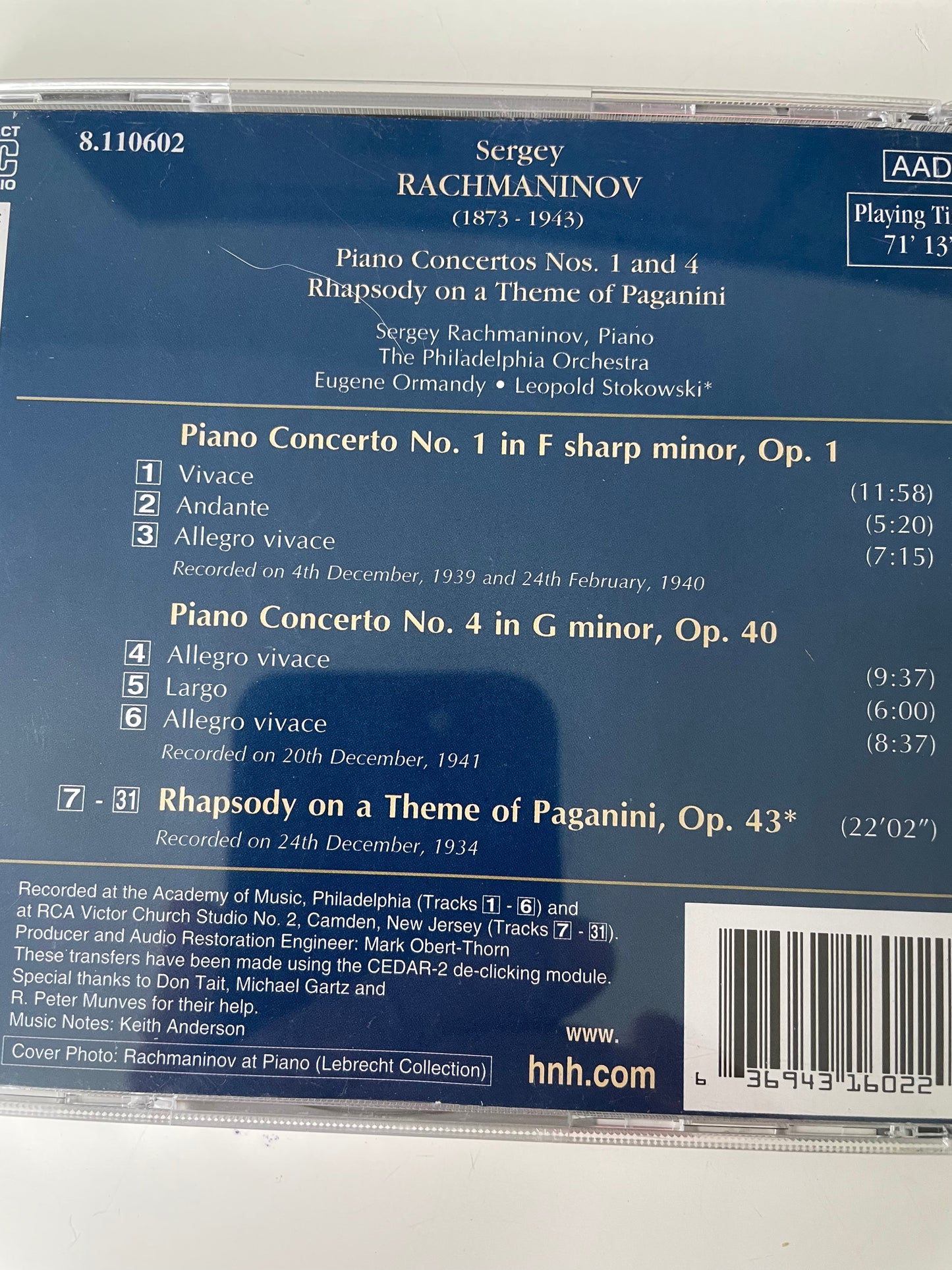 EUGENE ORMANDY/LEOPOLD-STOKOWSKI-"GREAT PIANISTS RACHMANINOV"-$11.99 +SHIPPING $5.00