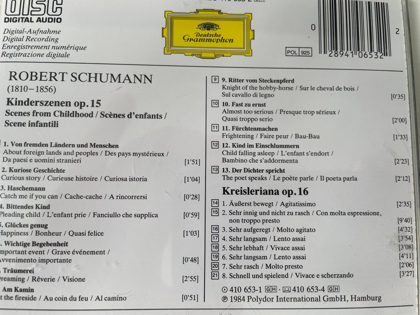 MARTHA ARGERICH-"ROBERT SCHUMANN KINDERSZENEN.KREISLERIANA"-$7.99 + SHIPPING $5.00