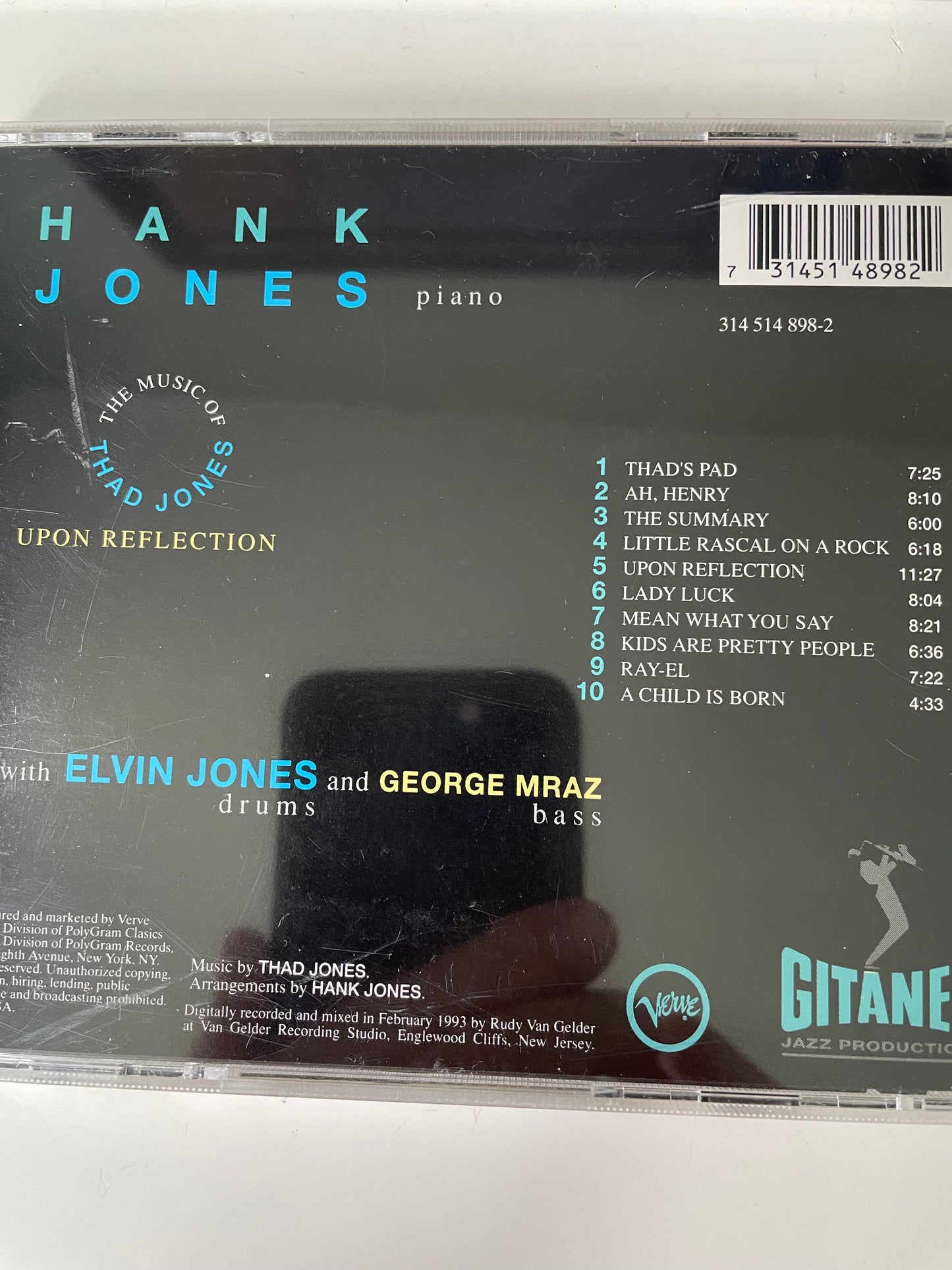 HANK JONES "UPON REFLECTION" -$7.99 +SHIPPING $5.00