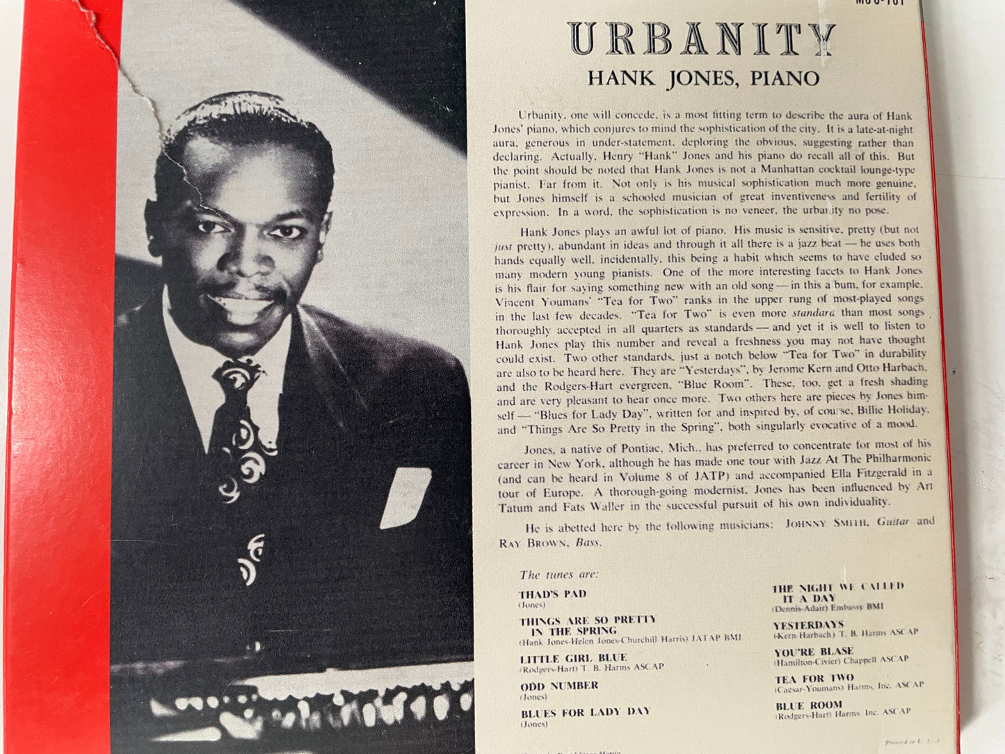 HANK JONES "URBANITY"-$18.99 + SHIPPING $5.00