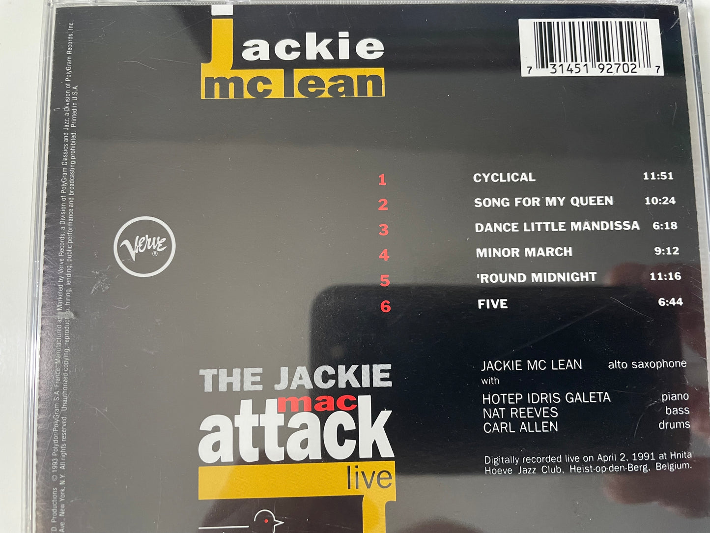 JACKIE MCLEAN "MAC ATTACK"-$7.99 +SHIPPING ??????????$5.00