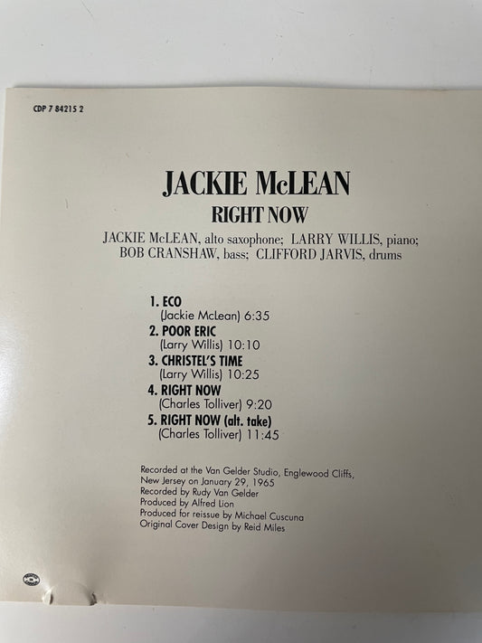 JACKIE MCLEAN "RIGHT NOW!"-$11.99 +SHIPPING $5.00