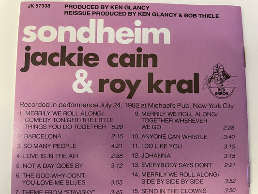 JACKIE CAIN & ROY KRAL "SONDHEIM"-$9.99 +SHIPPING $5.00