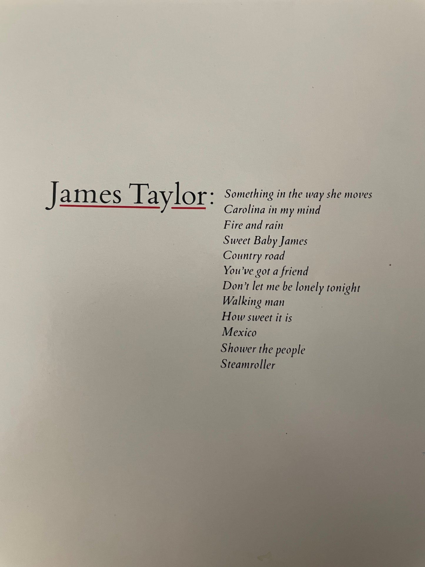 JAMES TAYLOR:"SOMETHING IN THE WAY SHE MOVES"-$7.99 +SHIPPING $5.00