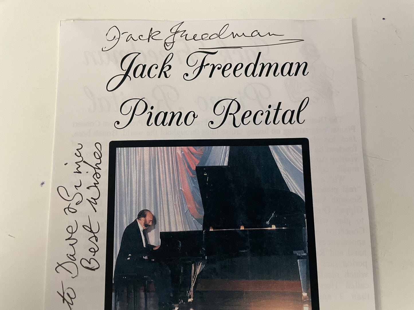 JACK FREEDMAN "PIANO RECITAL"-$10.99 + SHIPPING $5.00