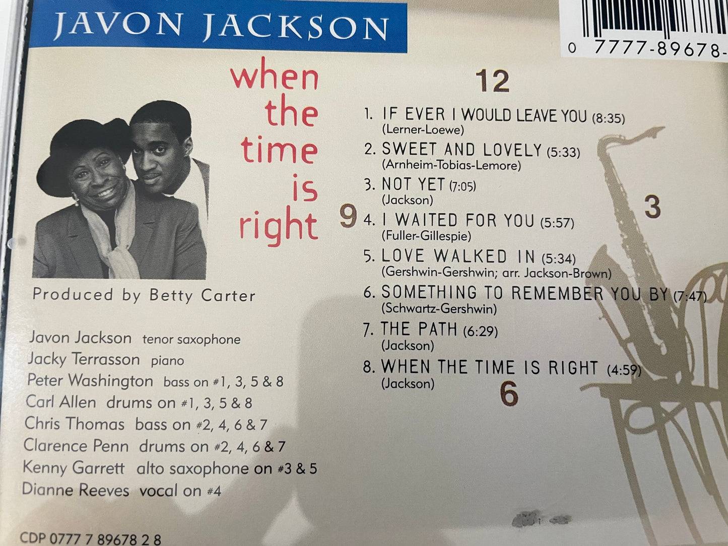 JAVON JACKSON "WHEN THE TIME IS RIGHT"-$7.99 +SHIPPING $5.00