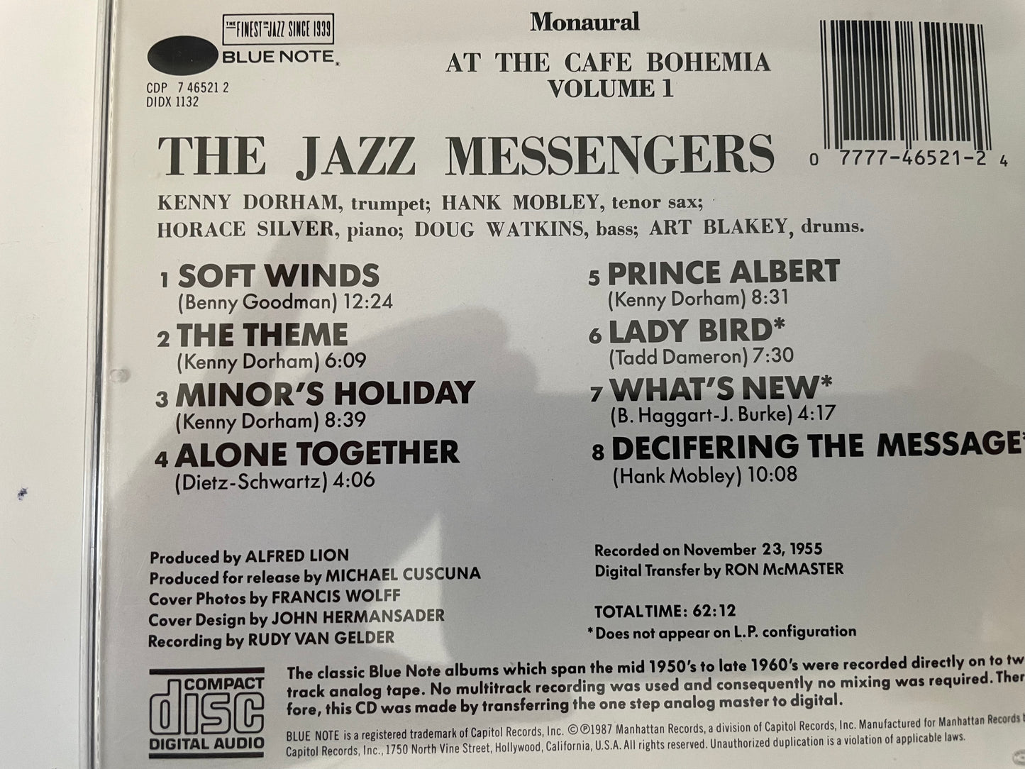 JAZZ MESSENGERS "AT THE CAFE BOHEMIA VOL.1-$7.99 +SHIPPING $5.00