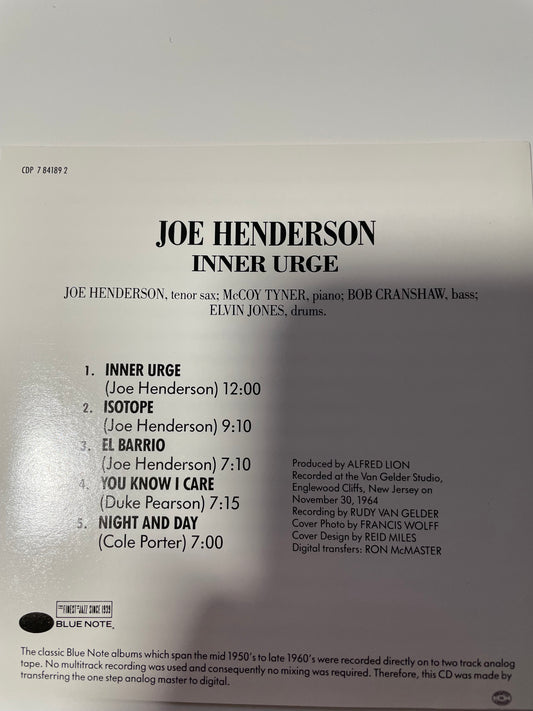 JOE HENDERSON "INNER URGE"-$6.99 +SHIPPING $5.00