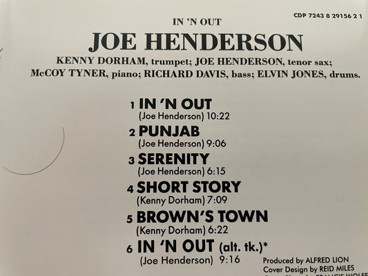 JOE HENDERSON IN 'N OUT-$5.99 + SHIPPING $3.99