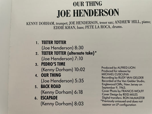 JOE HENDERSON "OUR THING"-$21.99 +SHIPPING $3.99