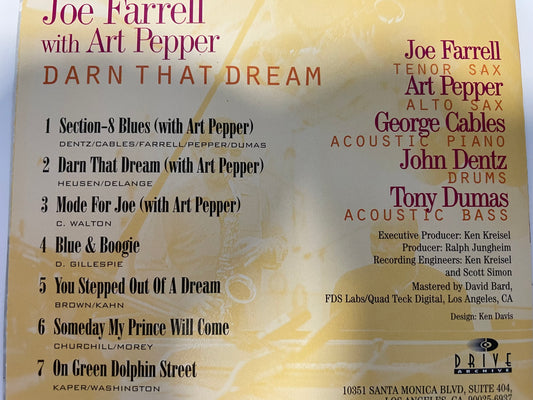 JOE FARRELL WITH ART PEPPER "DARN THAT DREAM"-$6.99 +SHIPPING $3.99