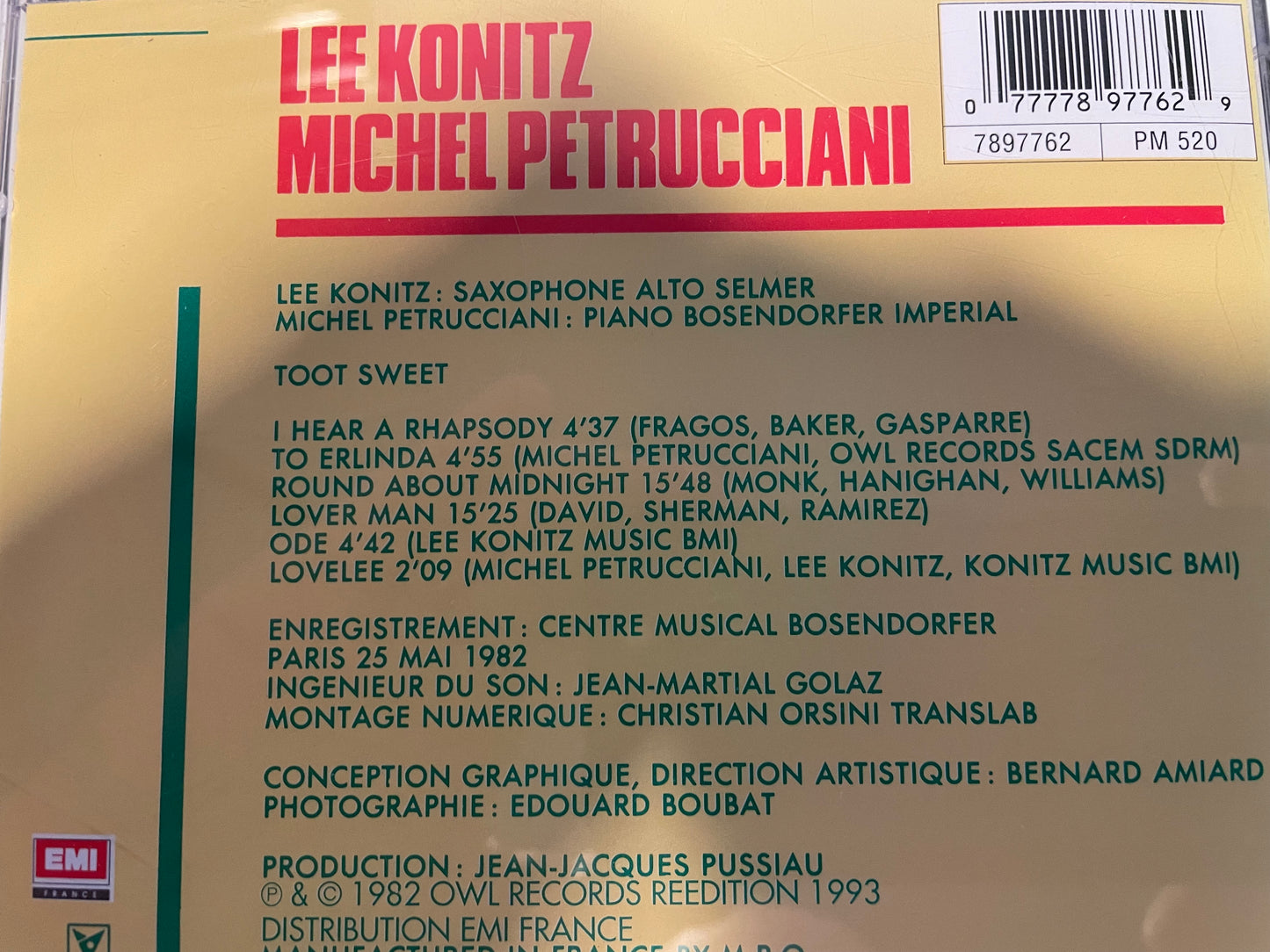 LEE KONITZ/MICHEL PETRUCCIANI "TOOT SWEET"-$12.99+SHIPPING $5.00