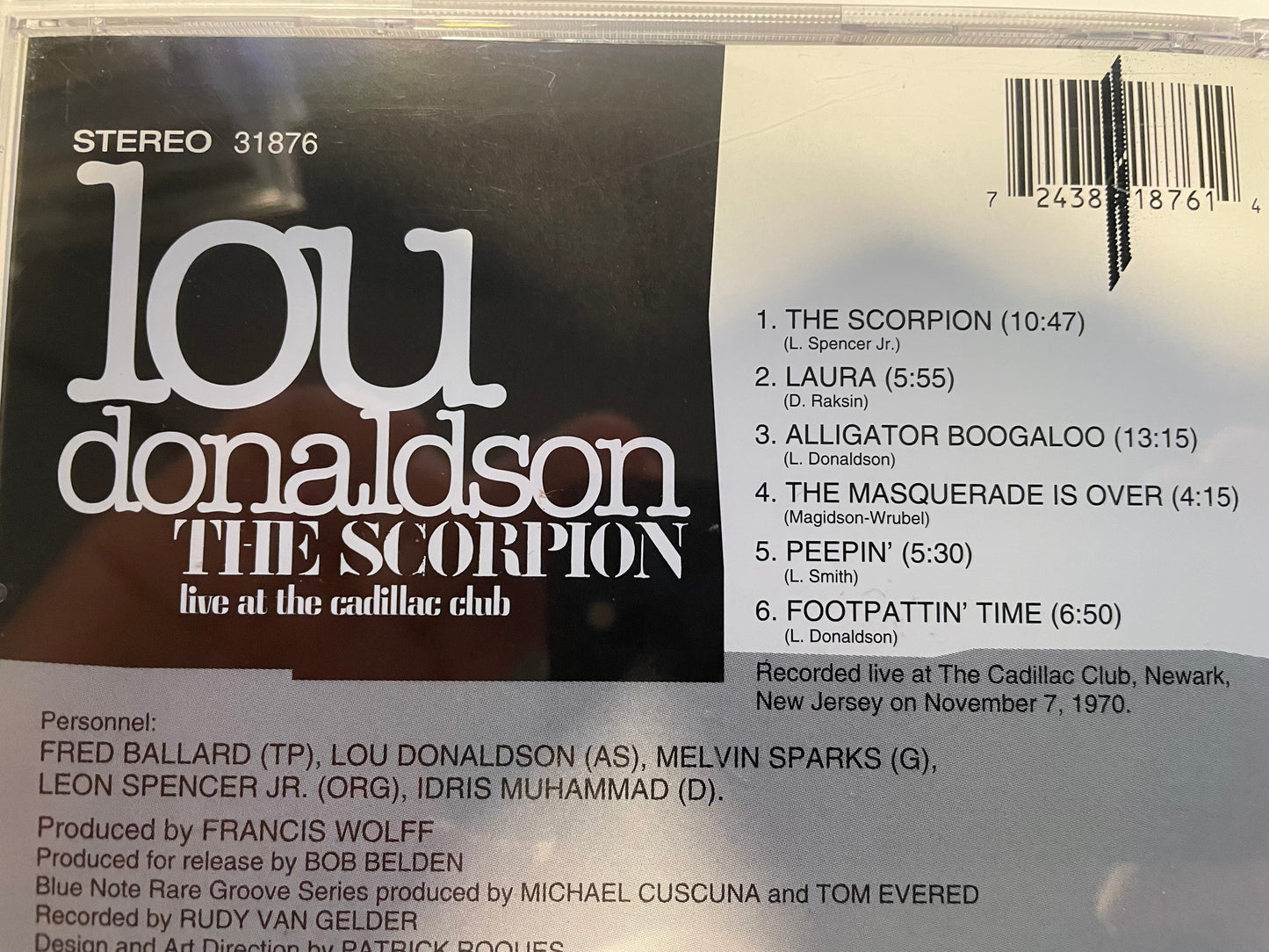 LOU DONALDSON "THE SCORPION AT THE CADILLAC CLUB"-$14.99 +SHIPPING $5.00