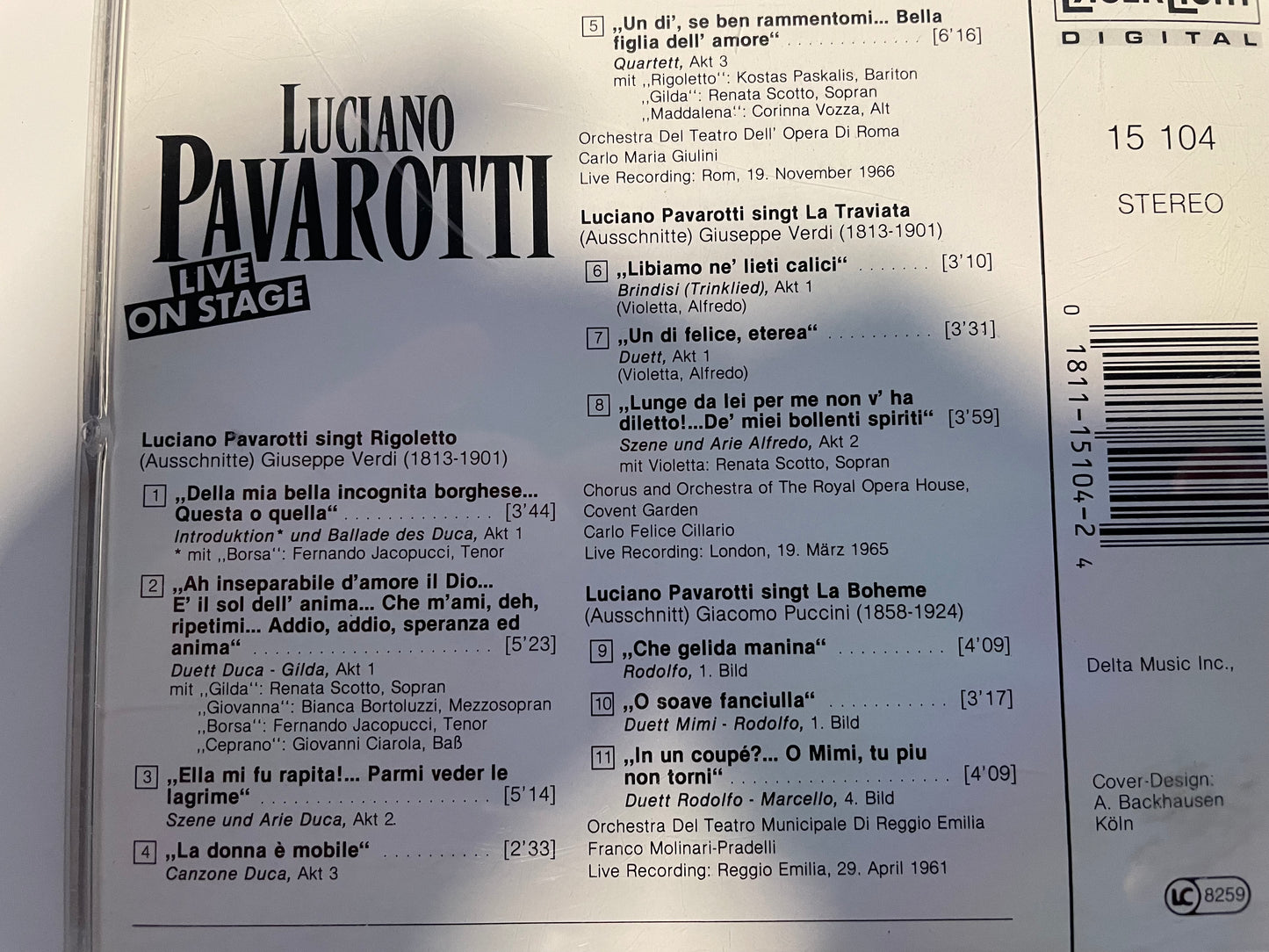 LUCIANO PAVAROTTI "LIVE ON STAGE"-$4.99 +SHIPPING $5.00