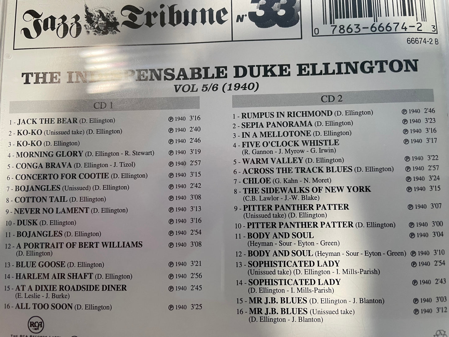 THE INDISPENSABLE DUKE ELLINGTON-2CD's -8.99 +SHIPPING $5.00